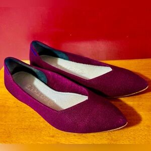Rothy’s Aubergine Purple Merino The Point Flats Slip On shoes women size 8.5